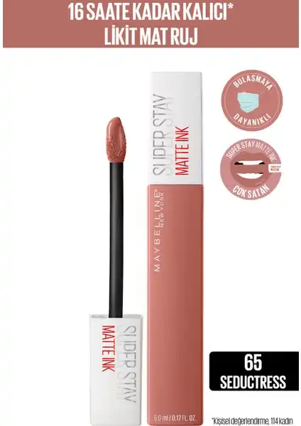 Maybelline Super Stay Matte Ink Likit Mat Ruj 65 Seductress Özellikleri ve Değerlendirmesi