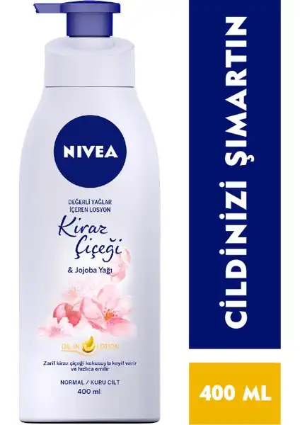 NIVEA Değerli Yağlar İçeren Vücut Losyonu: Kiraz Çiçeği & Jojoba Yağı ile Bakım